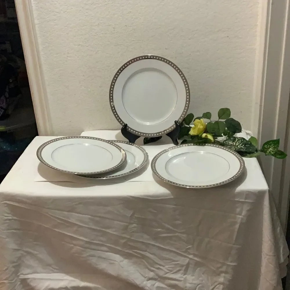 COPY - Mikasa Fine China Platinum Symmetry 10 3/4 “ Set of 4 Dinner  Plate L562…